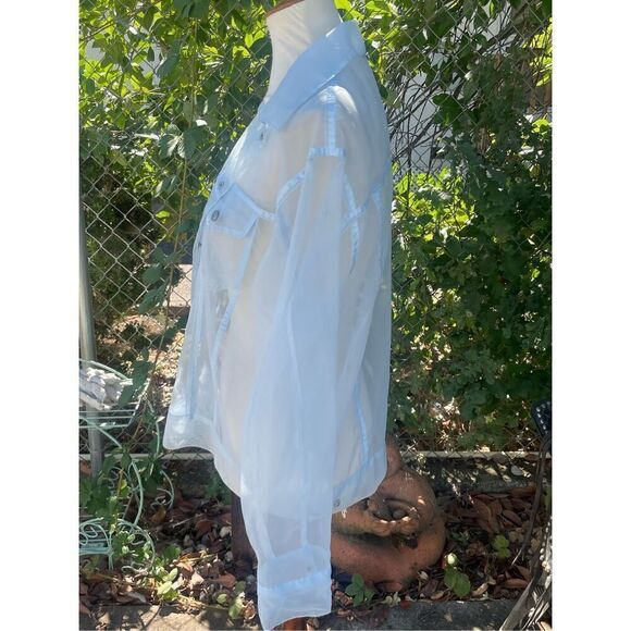 Forever 21 Sheer “Levi” Jacket Style Lightweight Light Blue Shacket Size Small - Picture 7 of 10